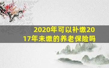 2020年可以补缴2017年未缴的养老保险吗