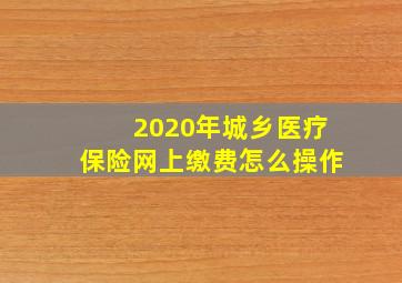 2020年城乡医疗保险网上缴费怎么操作