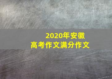 2020年安徽高考作文满分作文