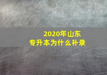 2020年山东专升本为什么补录