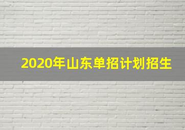 2020年山东单招计划招生