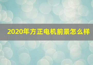 2020年方正电机前景怎么样