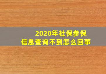 2020年社保参保信息查询不到怎么回事