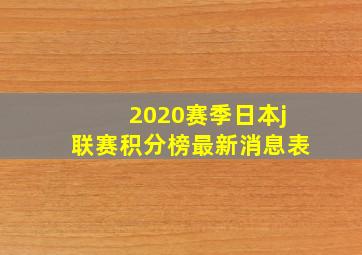 2020赛季日本j联赛积分榜最新消息表