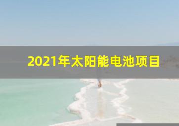 2021年太阳能电池项目