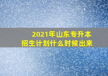 2021年山东专升本招生计划什么时候出来