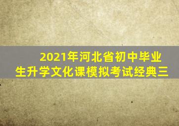 2021年河北省初中毕业生升学文化课模拟考试经典三