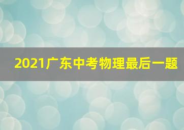 2021广东中考物理最后一题