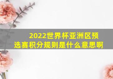 2022世界杯亚洲区预选赛积分规则是什么意思啊