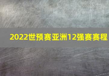 2022世预赛亚洲12强赛赛程