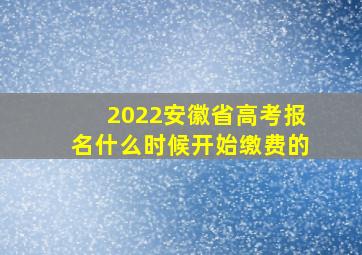 2022安徽省高考报名什么时候开始缴费的