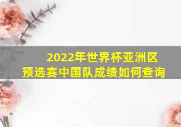 2022年世界杯亚洲区预选赛中国队成绩如何查询