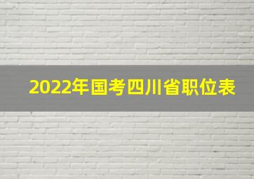 2022年国考四川省职位表