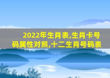 2022年生肖表,生肖卡号码属性对照,十二生肖号码表