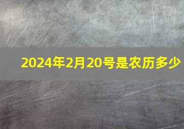 2024年2月20号是农历多少