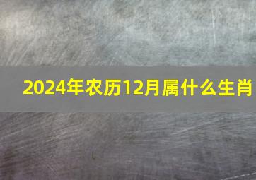 2024年农历12月属什么生肖