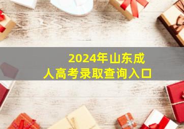 2024年山东成人高考录取查询入口