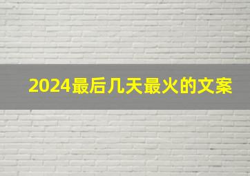 2024最后几天最火的文案