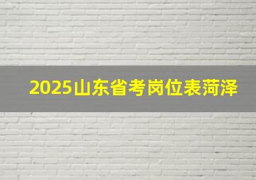 2025山东省考岗位表菏泽