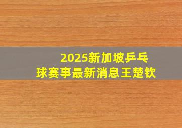 2025新加坡乒乓球赛事最新消息王楚钦