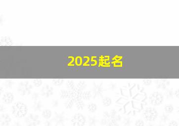 2025起名