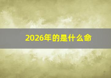 2026年的是什么命