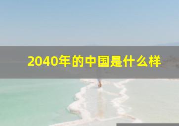 2040年的中国是什么样