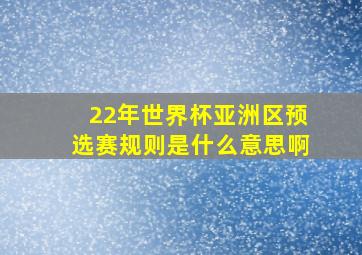 22年世界杯亚洲区预选赛规则是什么意思啊