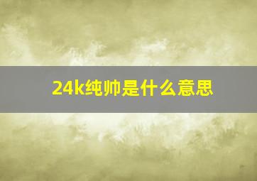 24k纯帅是什么意思