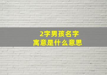 2字男孩名字寓意是什么意思