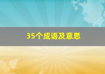 35个成语及意思