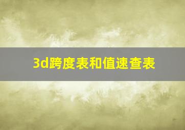 3d跨度表和值速查表