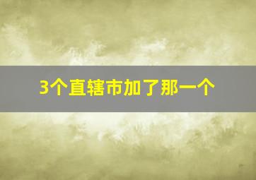 3个直辖市加了那一个