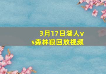 3月17日湖人vs森林狼回放视频