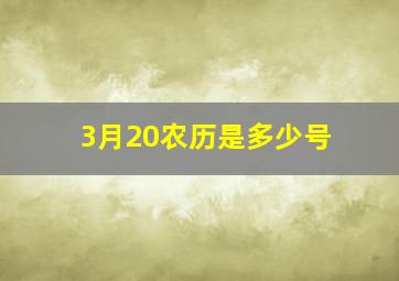 3月20农历是多少号