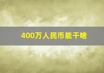 400万人民币能干啥