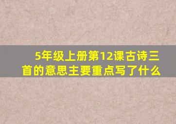 5年级上册第12课古诗三首的意思主要重点写了什么