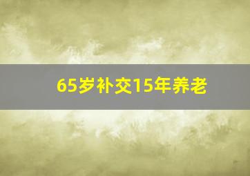 65岁补交15年养老