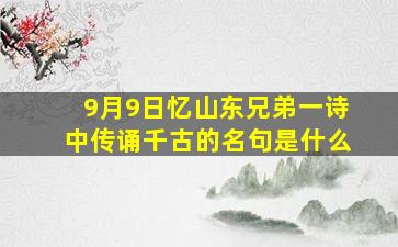 9月9日忆山东兄弟一诗中传诵千古的名句是什么