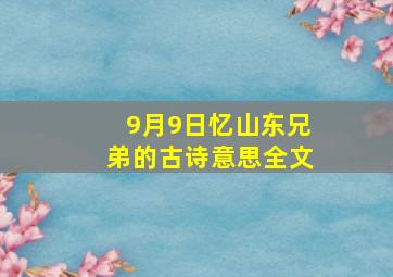 9月9日忆山东兄弟的古诗意思全文