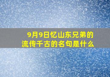 9月9日忆山东兄弟的流传千古的名句是什么