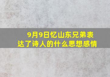 9月9日忆山东兄弟表达了诗人的什么思想感情