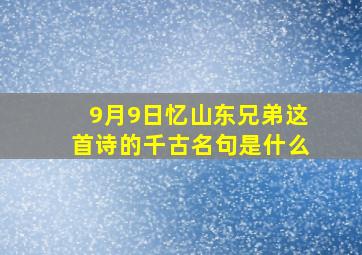 9月9日忆山东兄弟这首诗的千古名句是什么