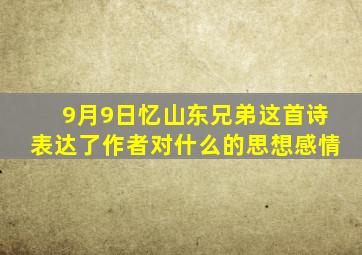 9月9日忆山东兄弟这首诗表达了作者对什么的思想感情