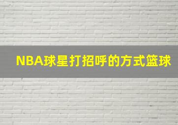 NBA球星打招呼的方式篮球