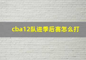 cba12队进季后赛怎么打