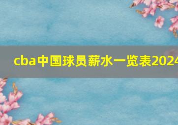 cba中国球员薪水一览表2024