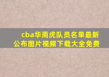 cba华南虎队员名单最新公布图片视频下载大全免费