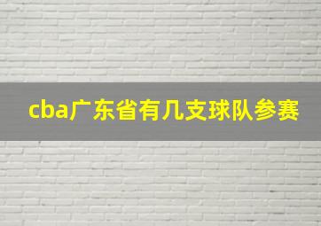 cba广东省有几支球队参赛