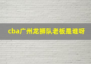 cba广州龙狮队老板是谁呀